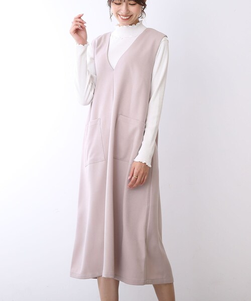 DRESKIP（ドレスキップ）の「◆Vネックフレアージャンスカ（スカート・レディース・ベビーピンク/ブラック/ブラウン系・03/02）」の3枚目の写真