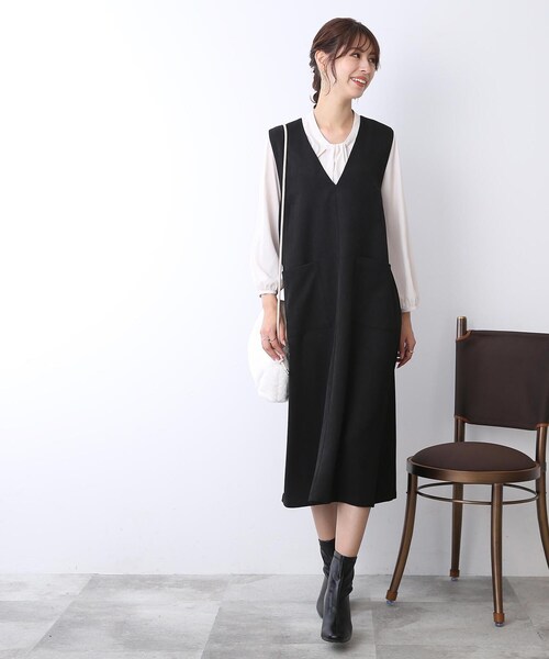 DRESKIP（ドレスキップ）の「◆Vネックフレアージャンスカ（スカート・レディース・ベビーピンク/ブラック/ブラウン系・03/02）」の2枚目の写真