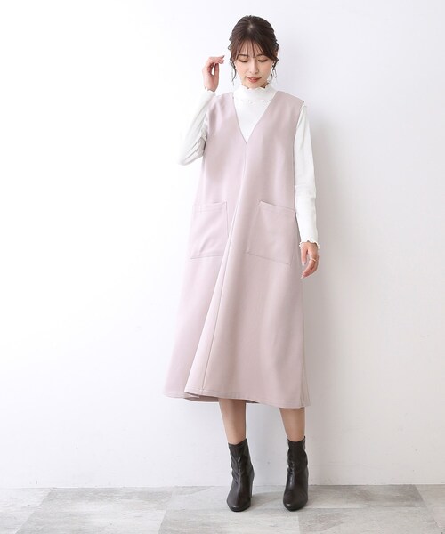 DRESKIP（ドレスキップ）の「◆Vネックフレアージャンスカ（スカート・レディース・ベビーピンク/ブラック/ブラウン系・03/02）」の4枚目の写真