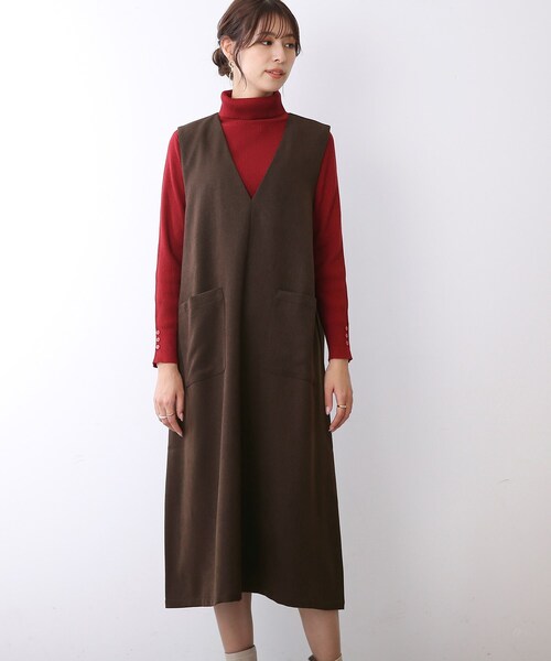 DRESKIP（ドレスキップ）の「◆Vネックフレアージャンスカ（スカート・レディース・ベビーピンク/ブラック/ブラウン系・03/02）」の5枚目の写真