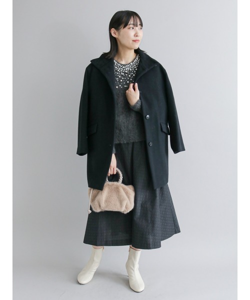 Te chichi CLASSIC(テチチクラシック)の「装飾パール起毛ニット(ニット/セーター・レディース・チャコール/オフホワイト・フリ-)」の4枚目の写真