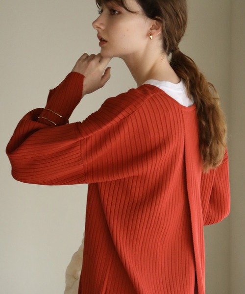 aity(アイティ)の「12G バックスリットロングP/O(ニット/セーター・レディース・ブラック/アイボリー/オレンジ/グリーン・M)」の12枚目の写真