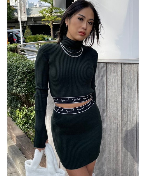 EGOIST（エゴイスト）の「ロゴラインゴムニットミニスカート（スカート・レディース・ホワイト/グリーン/ブラック・FREE）」の5枚目の写真