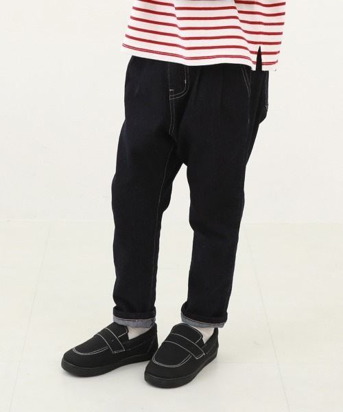 devirock（デビロック）の「楽デニム タックパンツ（デニムパンツ・キッズ・ワンウォッシュ/サックスブルー/ブルー系その他/ネイビー・90cm/100cm/110cm/120cm/130cm/140cm/150cm/160cm）」の4枚目の写真