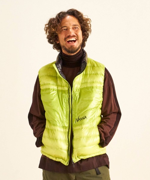 NANGA(ナンガ)の「ULTILIGHT DOWN VEST PACKABLE(MEN)(ダウンベスト・メンズ・ネイビー/ブラック/イエロー系その他/ライム・S/M/L/XL/XXL)」の7枚目の写真