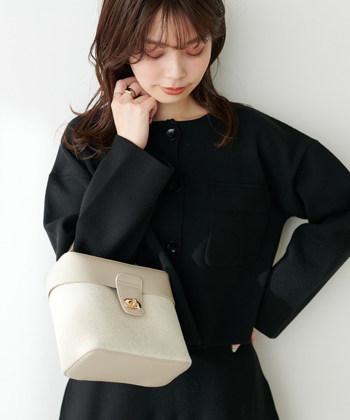 natural couture ノーカラージャケット ピンク 配色　1度使用 natural couture（ナチュラルクチュール）の「FOX混プレー