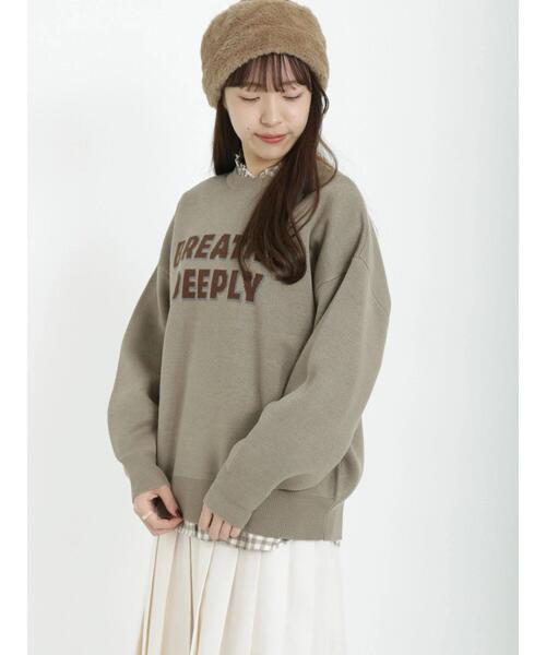 Samansa Mos2（サマンサ モスモス）の「ロゴジャカードクルーネックニット（ニット/セーター・レディース・ミント/モカ/ベージュ/ブラック・ﾌﾘ-）」の5枚目の写真