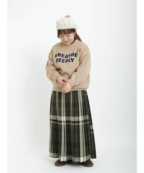 Samansa Mos2（サマンサ モスモス）の「ロゴジャカードクルーネックニット（ニット/セーター・レディース・ミント/モカ/ベージュ/ブラック・ﾌﾘ-）」の7枚目の写真