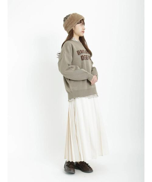 Samansa Mos2（サマンサ モスモス）の「ロゴジャカードクルーネックニット（ニット/セーター・レディース・ミント/モカ/ベージュ/ブラック・ﾌﾘ-）」の9枚目の写真