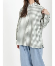 Samansa Mos2 | ギンガムチェック襟フリルブラウス(シャツ/ブラウス)