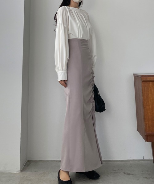 Louere（ルエレ）の「ギャザースリットスカート（スカート・レディース・ライトベージュ/グレイッシュベージュ/ブラック・SMALL/MEDIUM/LARGE/X-LARGE）」の14枚目の写真