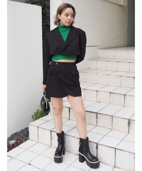 EVRIS（エヴリス）の「ショートレングスジャケット【セットアップ着用可能】（テーラードジャケット・レディース・パープル/ブラック/グレー・FREE）」の5枚目の写真