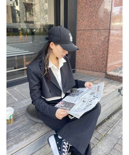 EVRIS（エヴリス）の「ショートレングスジャケット【セットアップ着用可能】（テーラードジャケット・レディース・パープル/ブラック/グレー・FREE）」の16枚目の写真