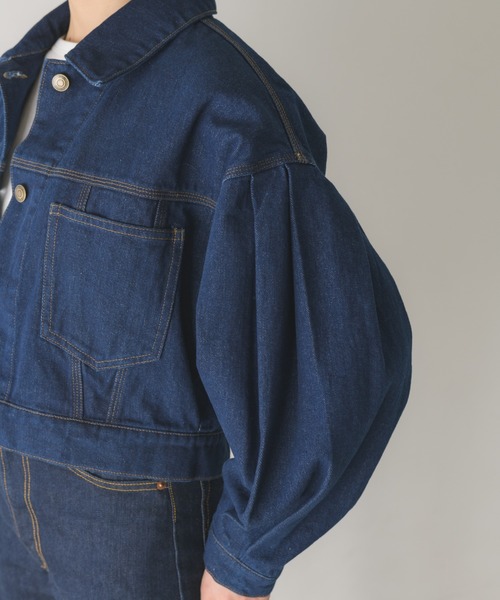 idem（イデム）の「tuck sleeve denim jacket/ショート丈デニムジャケット（デニムジャケット・レディース・ネイビー・FREE）」の20枚目の写真