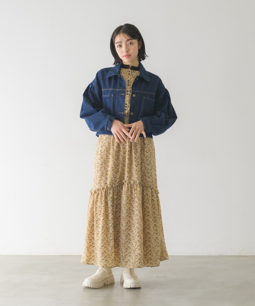idem（イデム）の「tuck sleeve denim jacket/ショート丈デニムジャケット（デニムジャケット・レディース・ネイビー・FREE）」の16枚目の写真