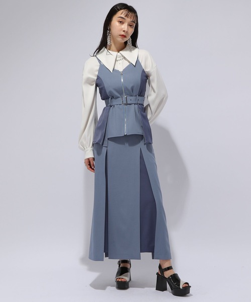 HARE(ハレ)の「リネンタッチハイショクビスチェ(HARE)(ベスト・レディース・ブラック/ブルー/ブラック系その他/ブルー系その他・FREE)」の7枚目の写真