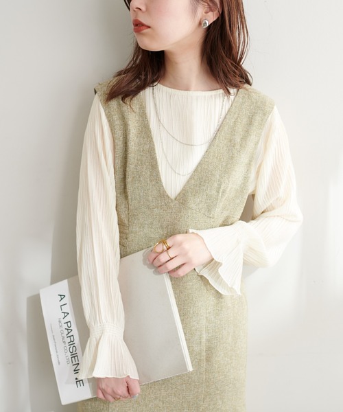 natural couture（ナチュラルクチュール）の「新色追加 / キャンディスリーブプリーツブラウス（シャツ/ブラウス・レディース・オフホワイト/サックスブルー/ブラック/ブラウン/ピンク・FREE）」の2枚目の写真