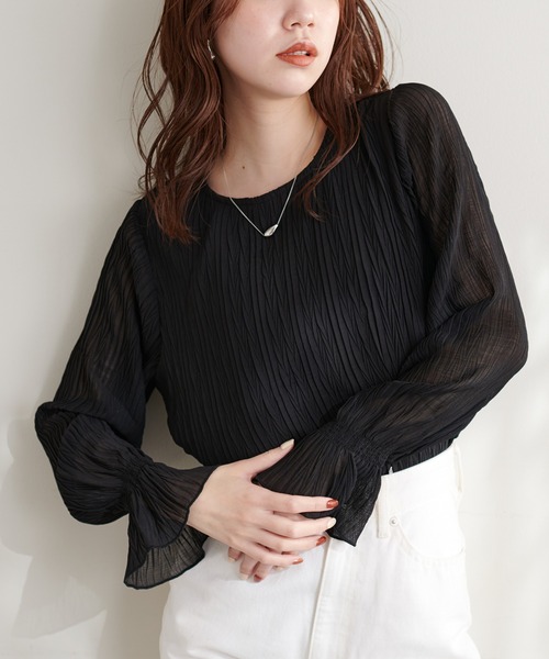 natural couture（ナチュラルクチュール）の「新色追加 / キャンディスリーブプリーツブラウス（シャツ/ブラウス・レディース・オフホワイト/サックスブルー/ブラック/ブラウン/ピンク・FREE）」の21枚目の写真