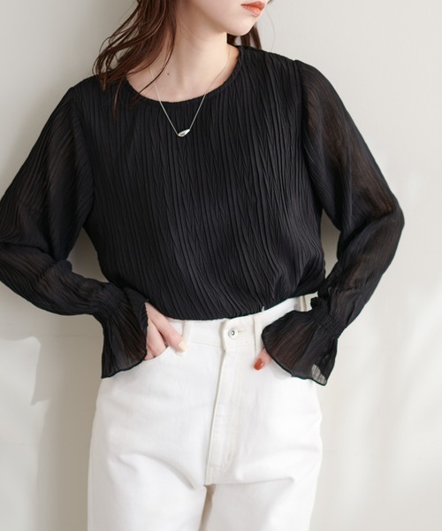 natural couture（ナチュラルクチュール）の「新色追加 / キャンディスリーブプリーツブラウス（シャツ/ブラウス・レディース・オフホワイト/サックスブルー/ブラック/ブラウン/ピンク・FREE）」の14枚目の写真