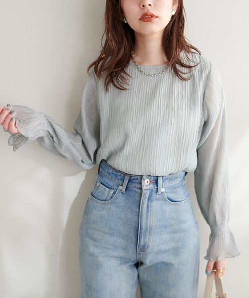 natural couture（ナチュラルクチュール）の「新色追加 / キャンディスリーブプリーツブラウス（シャツ/ブラウス・レディース・オフホワイト/サックスブルー/ブラック/ブラウン/ピンク・FREE）」の18枚目の写真