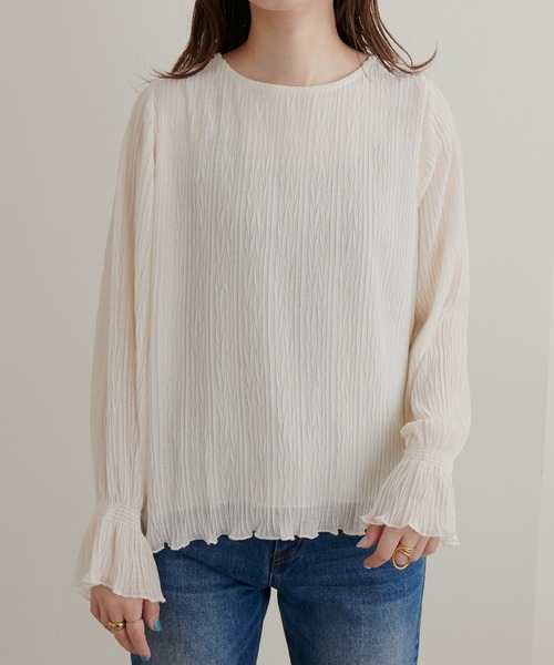 natural couture（ナチュラルクチュール）の「新色追加 / キャンディスリーブプリーツブラウス（シャツ/ブラウス・レディース・オフホワイト/サックスブルー/ブラック/ブラウン/ピンク・FREE）」の10枚目の写真