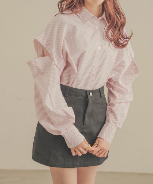 Ambre Neige（アンブルネージュ）の「【8色展開】マルチウェイシャツ／WEB/EC限定商品（シャツ/ブラウス・レディース・ピンク/ライトグリーン/イエロー/オフホワイト/ブルー/アイボリー/ライトピンク/ライトブルー・FREE）」の8枚目の写真