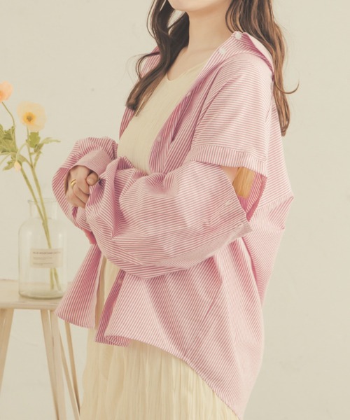 Ambre Neige（アンブルネージュ）の「【8色展開】マルチウェイシャツ／WEB/EC限定商品（シャツ/ブラウス・レディース・ピンク/ライトグリーン/イエロー/オフホワイト/ブルー/アイボリー/ライトピンク/ライトブルー・FREE）」の7枚目の写真