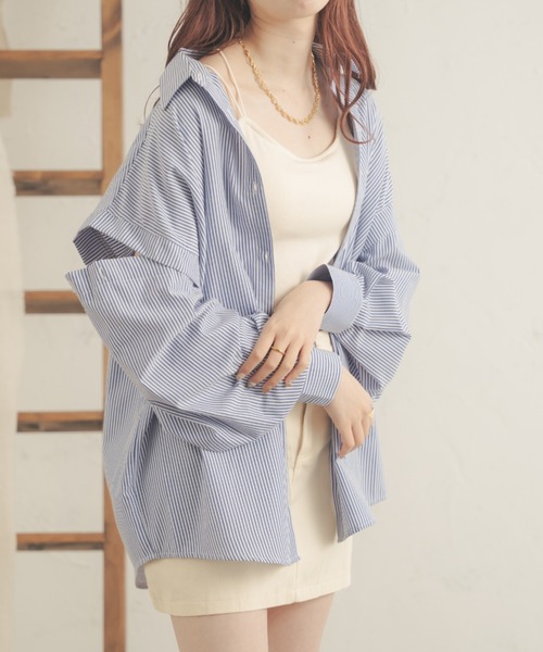 Ambre Neige（アンブルネージュ）の「【8色展開】マルチウェイシャツ／WEB/EC限定商品（シャツ/ブラウス・レディース・ピンク/ライトグリーン/イエロー/オフホワイト/ブルー/アイボリー/ライトピンク/ライトブルー・FREE）」の2枚目の写真