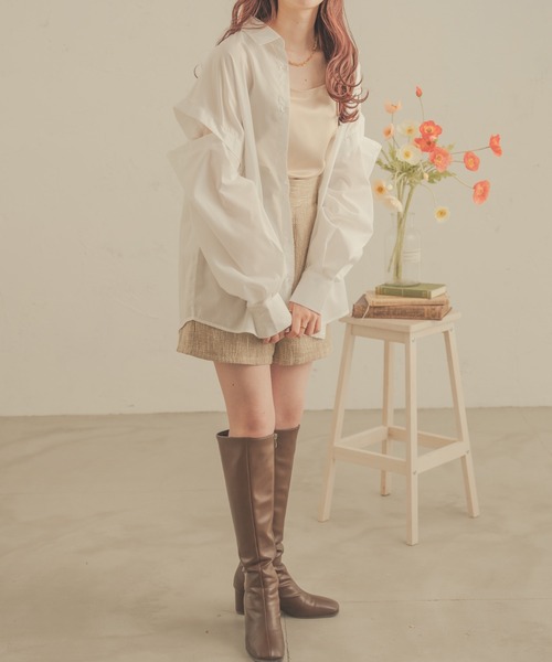 Ambre Neige（アンブルネージュ）の「【8色展開】マルチウェイシャツ／WEB/EC限定商品（シャツ/ブラウス・レディース・ピンク/ライトグリーン/イエロー/オフホワイト/ブルー/アイボリー/ライトピンク/ライトブルー・FREE）」の9枚目の写真