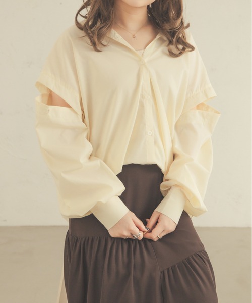 Ambre Neige（アンブルネージュ）の「【8色展開】マルチウェイシャツ／WEB/EC限定商品（シャツ/ブラウス・レディース・ピンク/ライトグリーン/イエロー/オフホワイト/ブルー/アイボリー/ライトピンク/ライトブルー・FREE）」の13枚目の写真