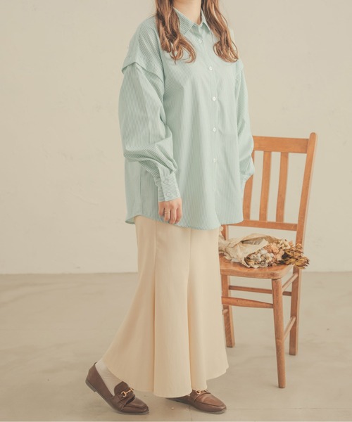 Ambre Neige（アンブルネージュ）の「【8色展開】マルチウェイシャツ／WEB/EC限定商品（シャツ/ブラウス・レディース・ピンク/ライトグリーン/イエロー/オフホワイト/ブルー/アイボリー/ライトピンク/ライトブルー・FREE）」の12枚目の写真