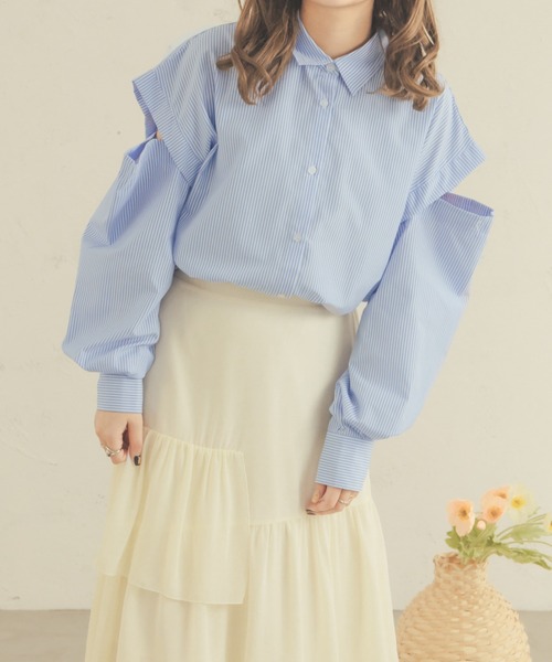 Ambre Neige（アンブルネージュ）の「【8色展開】マルチウェイシャツ／WEB/EC限定商品（シャツ/ブラウス・レディース・ピンク/ライトグリーン/イエロー/オフホワイト/ブルー/アイボリー/ライトピンク/ライトブルー・FREE）」の10枚目の写真