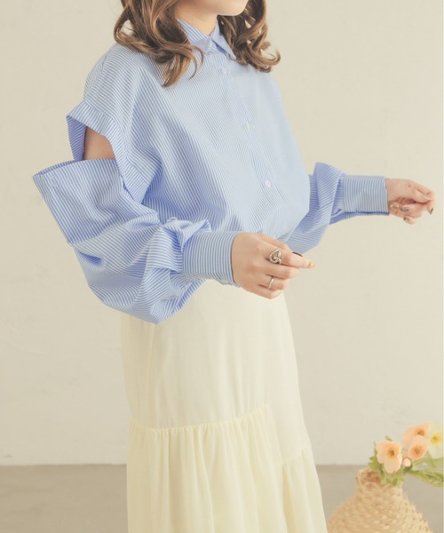 Ambre Neige（アンブルネージュ）の「【8色展開】マルチウェイシャツ／WEB/EC限定商品（シャツ/ブラウス・レディース・ピンク/ライトグリーン/イエロー/オフホワイト/ブルー/アイボリー/ライトピンク/ライトブルー・FREE）」の19枚目の写真