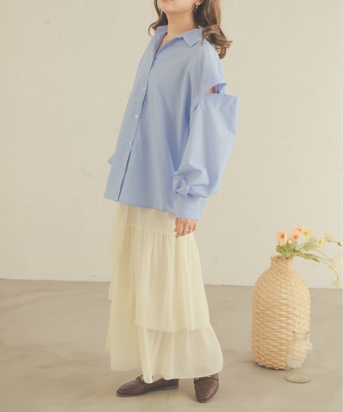 Ambre Neige（アンブルネージュ）の「【8色展開】マルチウェイシャツ／WEB/EC限定商品（シャツ/ブラウス・レディース・ピンク/ライトグリーン/イエロー/オフホワイト/ブルー/アイボリー/ライトピンク/ライトブルー・FREE）」の14枚目の写真