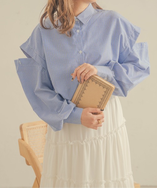 Ambre Neige（アンブルネージュ）の「【8色展開】マルチウェイシャツ／WEB/EC限定商品（シャツ/ブラウス・レディース・ピンク/ライトグリーン/イエロー/オフホワイト/ブルー/アイボリー/ライトピンク/ライトブルー・FREE）」の15枚目の写真