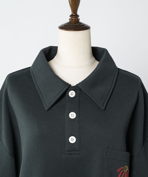 INTER FACTORY（インターファクトリー）の「清水こづえ‐刺繍入りポロシャツ　made in INTER FACTORY（ポロシャツ・レディース・チャコールグレー/オレンジ/ミント・LARGE/MEDIUM）」の16枚目の写真