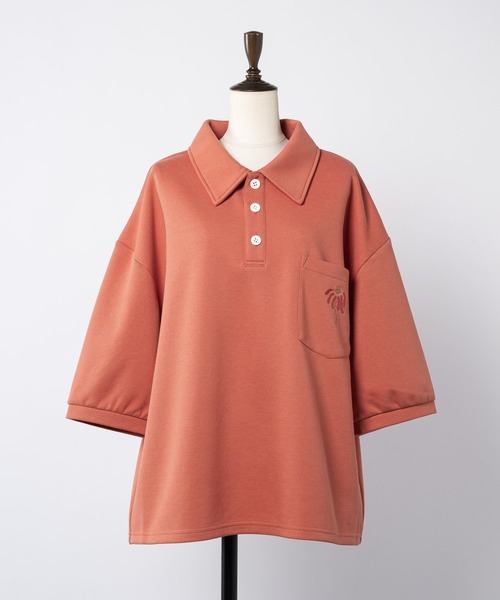 INTER FACTORY（インターファクトリー）の「清水こづえ‐刺繍入りポロシャツ　made in INTER FACTORY（ポロシャツ・レディース・チャコールグレー/オレンジ/ミント・LARGE/MEDIUM）」の20枚目の写真