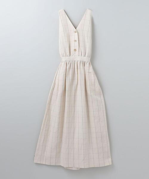 6（ロク）の「＜6(ROKU)＞ASA RAYON SILK CHECK DRESS/ワンピース
