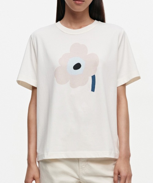 marimekko kioski unikko Tシャツ 半袖 カットソー 新品 marimekko tシャツ 「kioski」Erna relaxed Unikko placement T