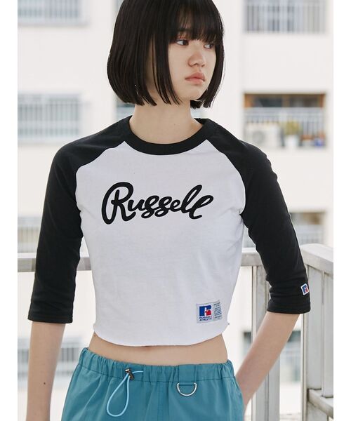 Russell Athletic(ラッセルアスレティック)の「【RUSSELL ATHLETIC×EMODA】ラグランショートフィットTシャツ(Tシャツ/カットソー・レディース・ブラウン/ネイビー/ブラック・FREE)」の2枚目の写真