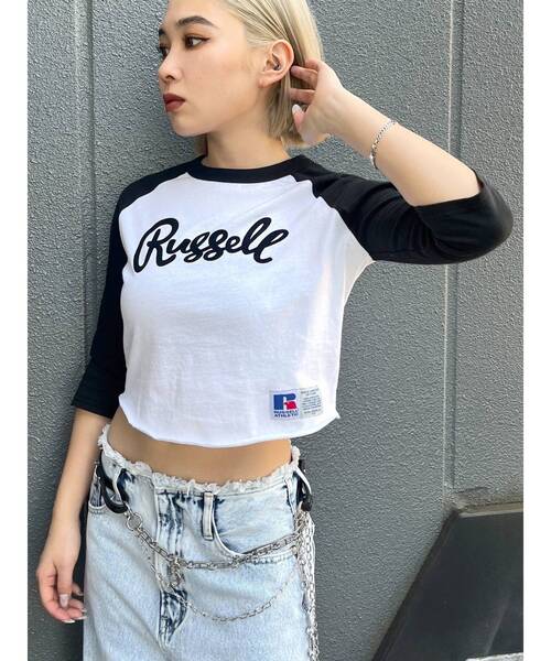 Russell Athletic(ラッセルアスレティック)の「【RUSSELL ATHLETIC×EMODA】ラグランショートフィットTシャツ(Tシャツ/カットソー・レディース・ブラウン/ネイビー/ブラック・FREE)」の17枚目の写真
