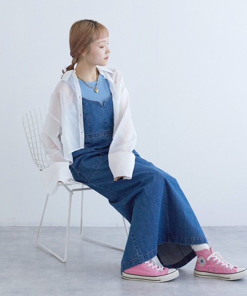 w closet(ダブルクローゼット)の「【カップ付き】アメリカンスリーブタンクトップ(タンクトップ・レディース・オフホワイト/ブラック/ホワイト×ブラック/サックスブルー・FREE)」の19枚目の写真