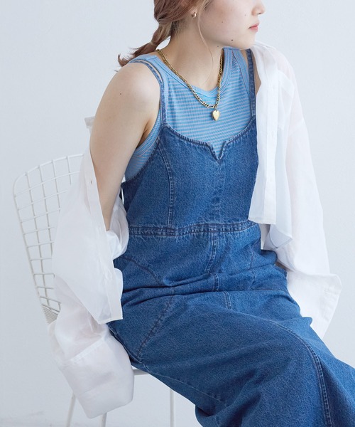 w closet(ダブルクローゼット)の「【カップ付き】アメリカンスリーブタンクトップ(タンクトップ・レディース・オフホワイト/ブラック/ホワイト×ブラック/サックスブルー・FREE)」の20枚目の写真