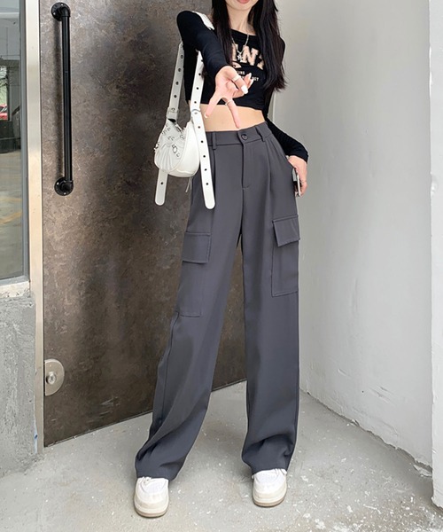 ANOTHER S(アナザーエス)の「サイドポケット付きカジュアルカーゴパンツ(カーゴパンツ・レディース・カーキ/ブラック/グレー・M/S)」の10枚目の写真