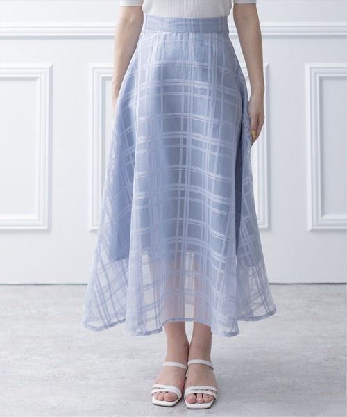 clear（クリア）の「透かし柄フレアスカート[骨格ウェーブ 春夏]（スカート・レディース・ライトベージュ/ライトグレー/ネイビー/ピンク・S/M）」の2枚目の写真