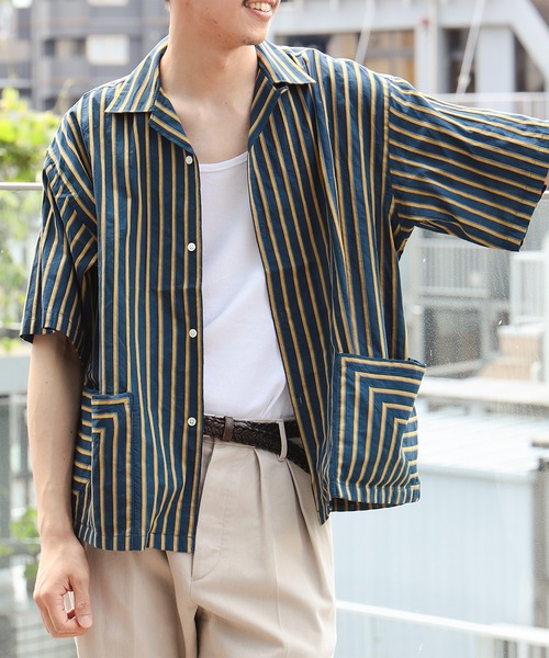 BEAMS（ビームス）の「BEAMS / ワイドストライプ オープンカラー