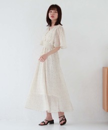 花柄フレアスリーブワンピース