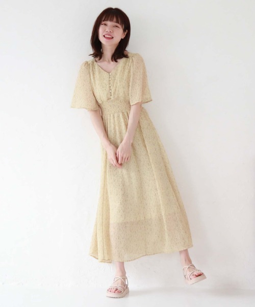 BORDERSatBALCONY36フレアスリーブワンピース used BORDERSatBALCONY36フレアスリーブワンピース used