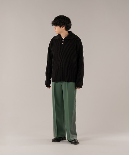 BICOLOR WIDE PANTS/バイカラーワイドパンツ（スラックス）｜selle