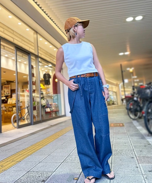 OLD BETTY'S（オールドベティーズ）の「Bare Rib Long Tank Top（Tシャツ/カットソー・レディース・レンガ/ホワイト/ベージュ・FREE）」の5枚目の写真